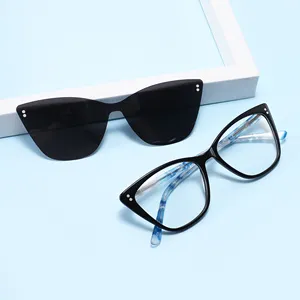 2024 nouvelle mode femme optique cadres Clip sur lunettes de soleil polarisées haute qualité à la main acétate lunettes clip sur