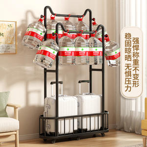 Perchero moderno de pie con doble barra rectangular, tendedero portátil móvil con ruedas para uso doméstico - Product Image 2