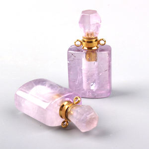Bouteille de <span class=keywords><strong>parfum</strong></span> en cristal d'améthyste naturelle de haute qualité Huile essentielle Artisanat de guérison Élégant haut de gamme - Product Image 1