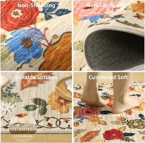 Tappeto lavabile in lavatrice per soggiorno tappeto floreale <span class=keywords><strong>Vintage</strong></span> grande tappeto anti macchie antiscivolo per <span class=keywords><strong>cucina</strong></span> - Product Image 5