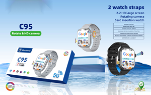 Montre connectée Android C95 en gros avec carte SIM, écran 2,2 pouces, compatible <span class=keywords><strong>TikTok</strong></span>, étanche IP67, appels vidéo HD, 64 Go, montre connectée sport pour homme - Product Image 3