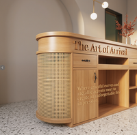 Bureau de réception moderne en rotin PE avec armoire de rangement, mobilier de salon pour institut de beauté et spa