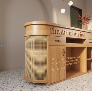 Modern PE Rattan Reception Desk with <b>Storage</b> Cabinet Salon Furniture for Beauty Spa Shop - Product Image 4