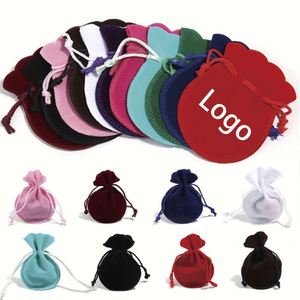 Pochette en velours de luxe personnalisée avec logo 7*9cm 9*12cm, pour boucles d'oreilles, collier, bracelet, bague, petits cadeaux, emballage, sac à cordon, pochette à bijoux - Product Image 1