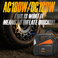 Gonfleur de pneus de voiture portable double alimentation AC/DC à cylindre unique avec jauge numérique, lumière LED, gonflage rapide et moniteur de pression ABS