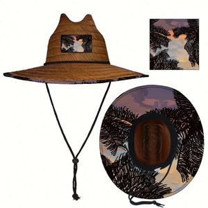 Chapeaux de plage personnalisés <span class=keywords><strong>en</strong></span> gros, Playa Sombrero De Paja Para Hombre Verano, chapeau de paille mexicain avec drapeau, chapeau de paille pour homme et femme - Product Image 3