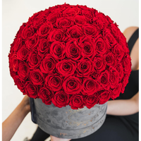 Cadeau de la Saint-Valentin luxueux, roses préservées, durent jusqu'à 3-5 ans, fleurs immortelles, rose éternelle préservée dans une boîte ronde