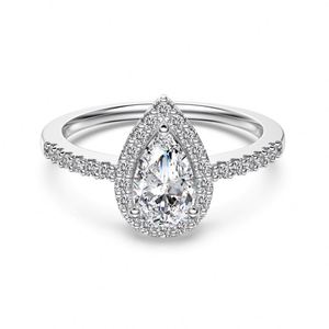 Bagues de fiançailles en forme de poire Dylam, en argent 925 plaqué rhodium avec zircone 5A, bagues de mariage pour femmes, bagues de promesse - Product Image 1