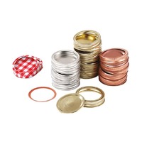 Tapas de hojalata plateadas regulares a granel de 70 mm y 86 mm, antiderrame, para latas de boca ancha Mason con tapa de rosca para almacenamiento de alimentos y bebidas