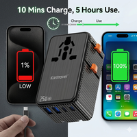 Adaptador de Viaje Universal Slim Plug Todo en Uno para Reino Unido, Estados Unidos, UE, Australia, 15 W PD, Cargador de Energía Mini Ultrafino 4 en 1 con 7 Puertos