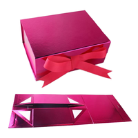Caja de Regalo de Perfume Magnética, Ecológica y Reciclable, de Papel Rígido Rosa de Lujo Personalizada con Cinta y Logotipo para Cosméticos