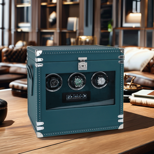 Scatola Carica <span class=keywords><strong>Orologi</strong></span> di Lusso Automatica in Pelle Microfibra Blu-Grigiastro Accessorio Premium per <span class=keywords><strong>Collezione</strong></span> di <span class=keywords><strong>Orologi</strong></span> - Product Image 6