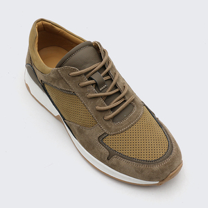 Sneakers de luxe pour hommes, confortables, respirantes, en cuir véritable, à lacets, antidérapantes, effet pieds nus, bout pointu - Product Image 5