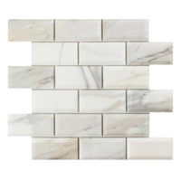 Mosaïque en marbre blanc de Carrare A-diffusion, 300x300mm, 7mm d'épaisseur, rectangulaire, polie, résistante à l'usure, pour murs intérieurs, piscines et salles.
