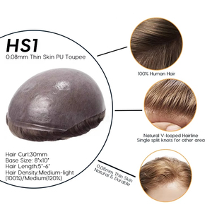 Protesi Capillare <span class=keywords><strong>Uomo</strong></span> Newtimes Hair HS1 in PU Super Sottile con <span class=keywords><strong>Capelli</strong></span> Veri - Sistema di Sostituzione <span class=keywords><strong>Capelli</strong></span> <span class=keywords><strong>per</strong></span> Uomini - Product Image 2