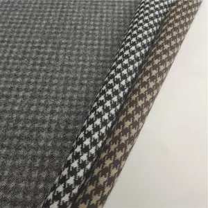 Tissu en tweed de laine à pied-de-poule classique d'usine, tricot, tissus brossés pour l'usine de vêtements et le grossiste