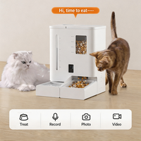 Grands réservoirs de 4L et 5L, caméra, alimentation programmée pour chats et chiens, distributeur automatique de nourriture et d'eau 2-en-1 contrôlé par application WiFi