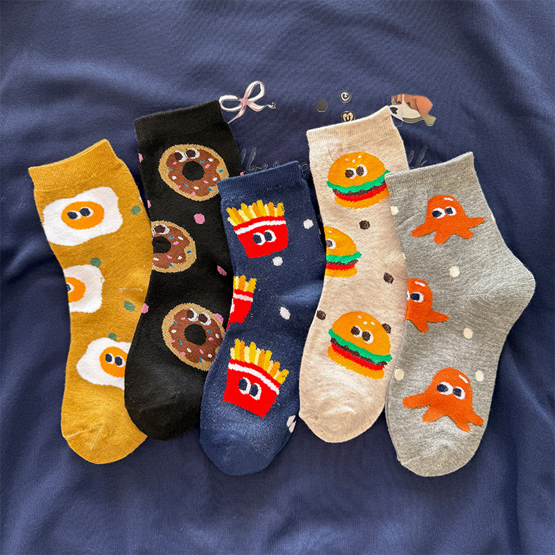 Women's mid-calf [hamburger and fries]