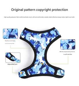 위장 시리즈 4 피스 개 가슴 하네스 세트 통기성 디자인 및 반사 세부 사항 야외 활동 개 하네스 - Product Image 2