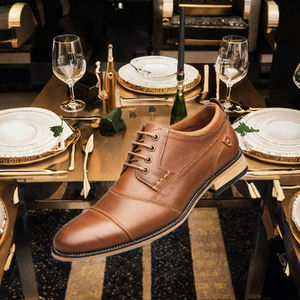 Chaussures habillées italiennes à lacets pour hommes, respirantes, à semelle épaisse, pour mariages et occasions formelles, printemps, été, automne - Product Image 2