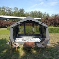 Pique-nique familial premium 8 ㎡   Tente de camping gonflable en coton TC avec 1 ouverture pour cheminée et 2 ports pour climatiseur pour les familles en plein air