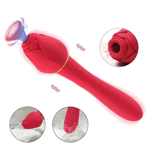 Mesin mainan seks dewasa, bentuk mawar pengisi daya USB klitoris G Spot mengisap Vagina pijat mawar untuk wanita pasangan