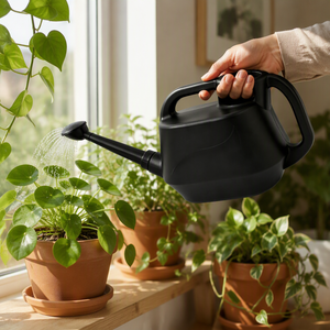 Arrosoir moderne <span class=keywords><strong>en</strong></span> plastique noir 4,5L 6L 8L avec double poignée et bec long amovible <span class=keywords><strong>en</strong></span> forme de rose pour l'arrosage des plantes de jardin, intérieur et extérieur - Product Image 5