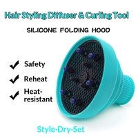 Diffuseur de sèche-cheveux pliable et télescopique avec cache-vent en silicone pour le coiffage et les boucles, idéal pour les salons de coiffure