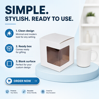 Boîtes en papier transparentes personnalisées en gros, écologiques, avec fenêtre, pour emballage de tasses, présentoir transparent pour cadeaux d'entreprise