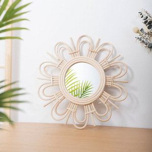 Handmade Round Woven <b>Mirror</b> Wall Decoration <b>Hanging</b> <b>Mirror</b> For Living Room Entrance Home Decor - Product Image 5