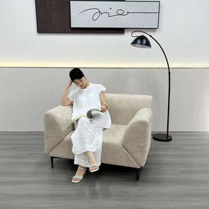 Sillón Individual de Tela Chenille Suave de Estilo Minimalista Italiano, Sofá Cama con Reposabrazos Ajustables para Sala de Estar - Product Image 5