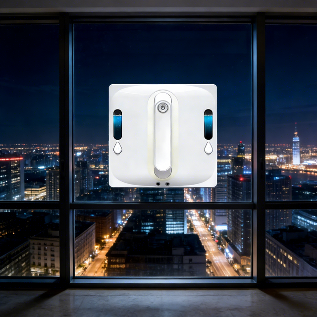 High-Rise Safe Window Cleaning Robot with Water Spray
