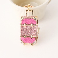 Porte-clés carré en métal étanche, orné de diamants, style dessin animé, pour bagages, coffre de voiture, bijou populaire
