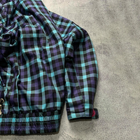 Veste en nylon à carreaux imperméable réversible personnalisée OEM avec fermeture éclair, doublure en coton double face, légère et avec capuche