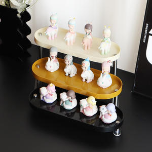Étagère <span class=keywords><strong>de</strong></span> <span class=keywords><strong>rangement</strong></span> pliable ovale à trois niveaux <span class=keywords><strong>de</strong></span> style nordique en plastique, présentoir pour figurines <span class=keywords><strong>de</strong></span> <span class=keywords><strong>jeux</strong></span> d'anime, étagère <span class=keywords><strong>de</strong></span> <span class=keywords><strong>rangement</strong></span> multi-niveaux sur pied - Product Image 3