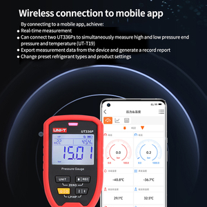 Kit de manomètres sans fil UNI-T UT336P -1 à 60 bars avec application Bluetooth et pince thermométrique UT-T19 pour CVC L45 - Product Image 6