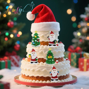 Figurines de Noël en sucre en forme de sapin et de Père Noël, faites à la main par le fabricant, décorations comestibles pour gâteaux et desserts de Noël - Product Image 1