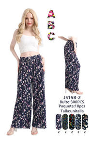 Pantalones Anchos de Mujer con Estampado Floral, Cintura Alta, Corte Holgado, Cintura Elástica, Chifón, Casuales, de Verano - Product Image 1
