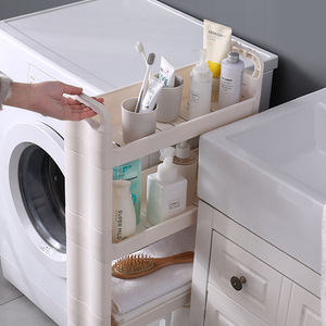 3-tier Multi-functional Slim Storage Cart Narrow <b>Space</b> Bathroom Storage Shelf Organizer Plastic Organizer Kitchen Racks - Product Image 2