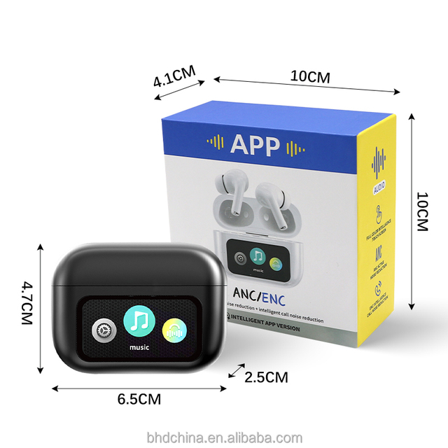 A9 Pro Earbuds True ANC ENC Noise Canceling Wireless bluetooth Earphones Smart bluetooth Earphone Touch Screen