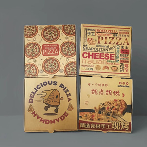 Biểu tượng tùy chỉnh in nâu kraft giấy hộp bánh <span class=keywords><strong>pizza</strong></span> bao bì thực phẩm - Product Image 5