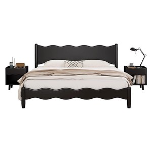 Aelligas <b>Solid</b> <b>Wood</b> Bed 1.5M 1.8M Platform Bed Minimalist French Style Master Bedroom Furniture - Product Image 2