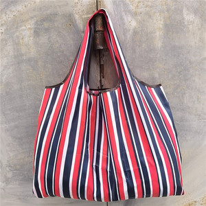 Large Checkered Folding Shopping Bag <b>Nylon</b> Grocery <b>Tote</b> Storage Bag For Daily Use - Product Image 4