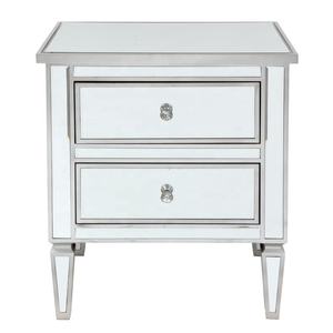 Foshan New Good Furniture Solid Wood <strong>Mirrored</strong> <strong>Nightstand</strong> with 3 Drawers Silver Wood Bedroom Furniture for Home Use - Product Image 4