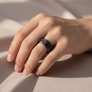 Modeschmuck 8mm Schwarze Gehämmerte Wolframringe mit Dinosaurierknochen-Einlage für Männer und Frauen Hochzeit Verlobungsring Partygeschenk - Product Image 6