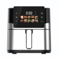 Friteuse à air électrique multifonctionnelle 10L en acier inoxydable, modèle carré moderne avec écran tactile couleur, sans huile, pour usage domestique - Vente en gros