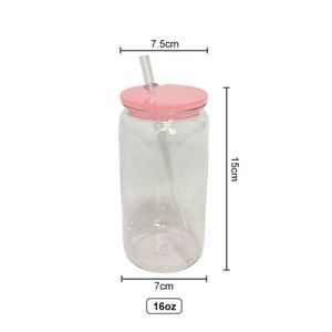 Gobelets en plastique personnalisés de 16 oz avec logo, type Mason Jar, avec pailles, qualité alimentaire sans BPA, pour camping et fêtes de mariage - Product Image 2