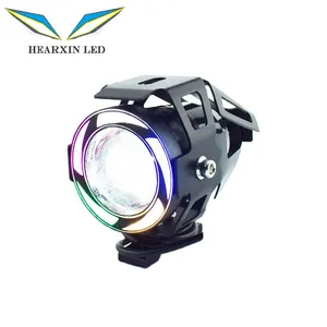 Lampu Depan LED Sepeda Motor HearxinLED U7 Lampu Kabut Mata Malaikat Lampu Sorot Pelengkap RGB Lampu Berkendara untuk Mobil Sepeda ATV