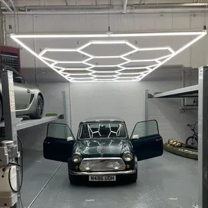 8ft * 15.7ft Suspension linéaire Led déformable hexagonale raffinée Led maison hexagonale modulaire plafond Mine lampe Garage lumière