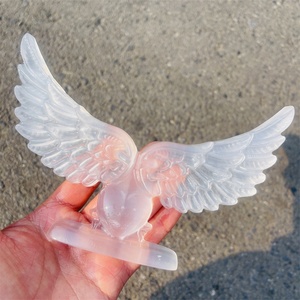 Cristalli naturali quarzo gesso ala bianco Selenite cristallo intaglio cuore <span class=keywords><strong>ali</strong></span> d'<span class=keywords><strong>angelo</strong></span> per regali mascotte - Product Image 4
